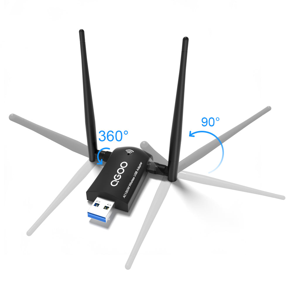 1200Mbps Wireless USB WiFi Adapter, QGOO WiFi Adapter,AC1200 Dual Band