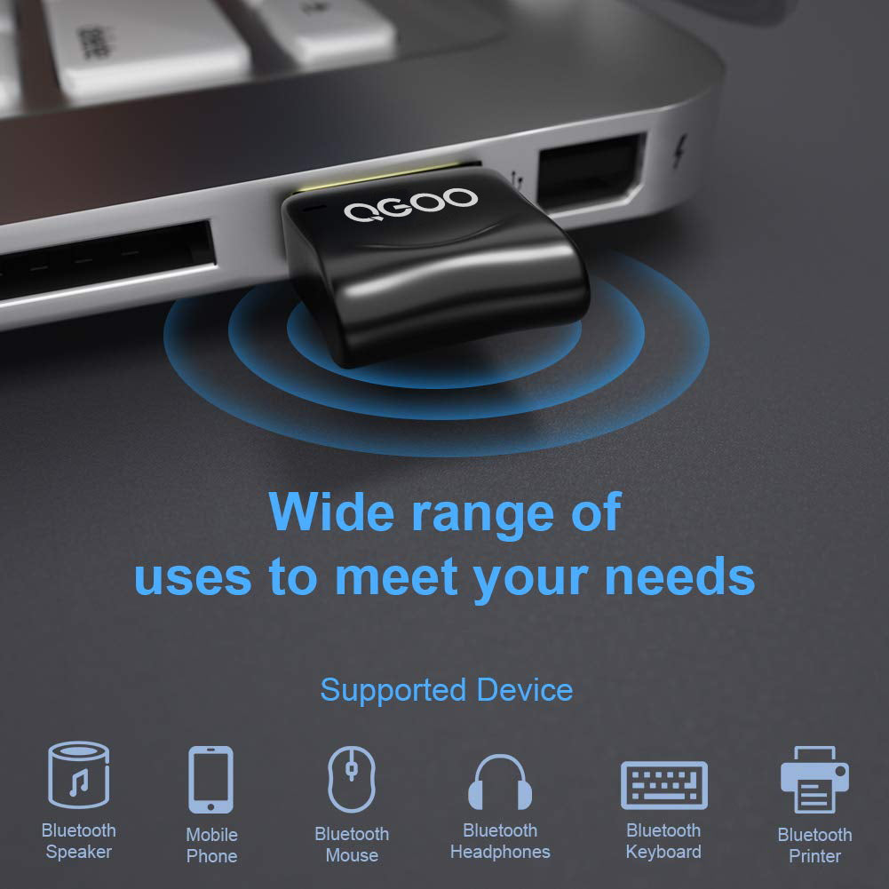 USB Bluetooth Adapter for PC, QGOO Mini Bluetooth 5.0 EDR Dongle for  Desktop Computer Transfer for Laptop Bluetooth Headphones Headset Keyboard  Mouse