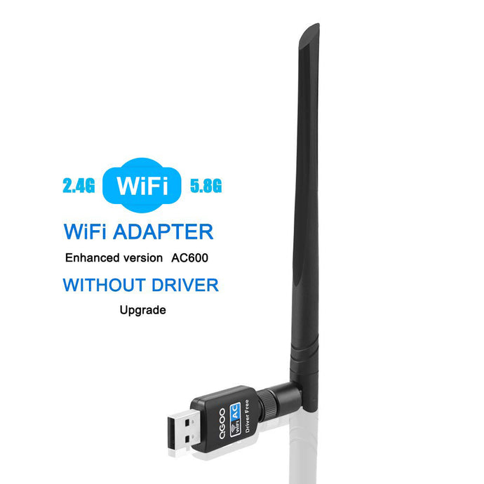 QGOO WiFi Adapter ac600Mbps，Wireless USB Adapter 2.42GHz/5.8GHz Dual Band 802.11 ac Network LAN Card for Desktop Laptop PC Support Windows 10/8.1/8/7/XP/Vista/Mac OS10.6-10.15 (Without Drive)