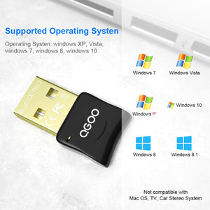 USB Bluetooth Dongle, QGOO Bluetooth 4.0 Adapter for PC Laptop Computer Desktop Stereo Music, Skype Call, Keyboard, Mouse, Support All Windows 10 8.1 8 7 XP Vistat All Windows 10 8.1 8 7 XP Vista