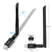 WiFi Adapter for PC, QGOO 1200Mbps USB 3.0 Wireless Network WiFi Dongle with 5dBi Antenna for Desktop/Laptop, Dual Band 2.42G/5.8G 802.11ac, Support Windows 10/8/8.1/7/Vista/XP, Mac OS 10.5-10.14